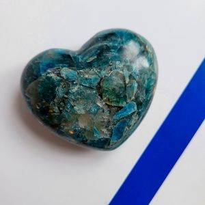 BLUE APATITE hand-carved crystal heart